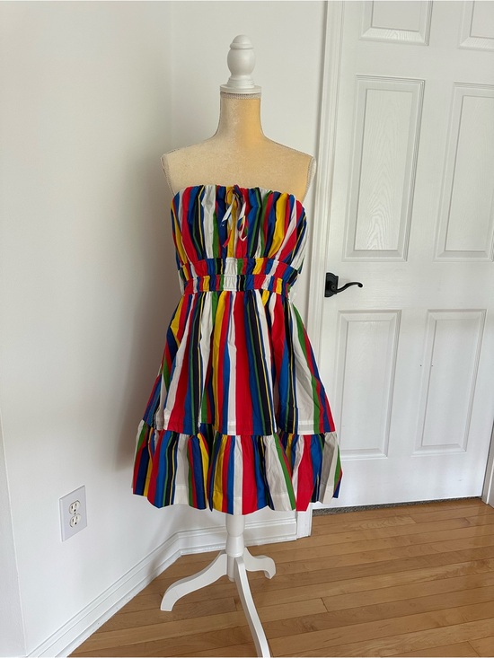 Anthropologie Dresses & Skirts - Anthropologie Strapless Multicolor Vertical Stripe Sundress